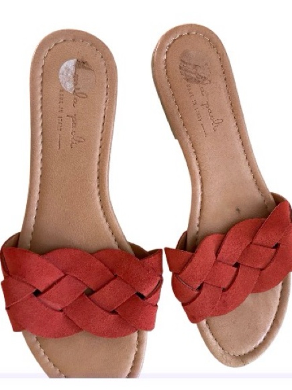 Mila Paoli Suede Braided Leather sandals size 9 in Poppy Red , Made in Italy